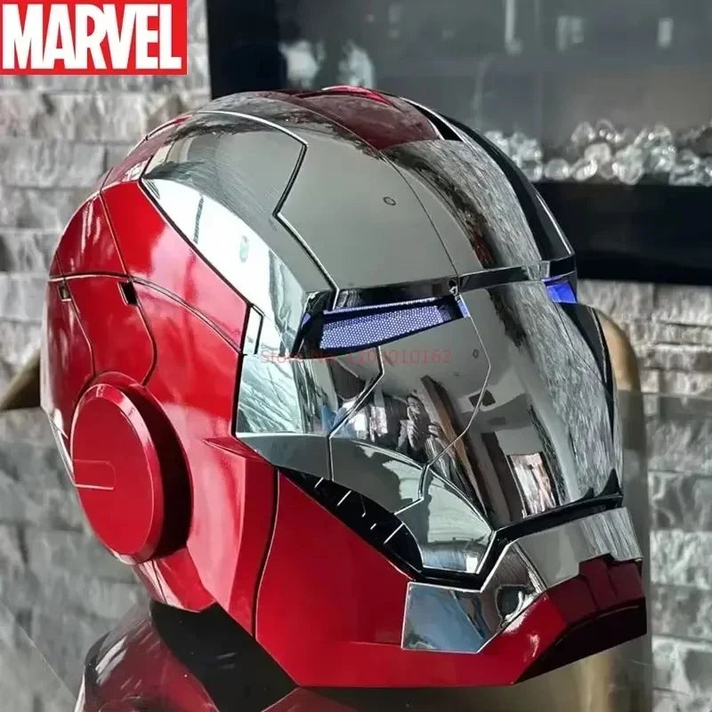 Capacete Iron Man MK5 em Escala 1:1 – Cosplay com Luzes LED e Controlo por Voz