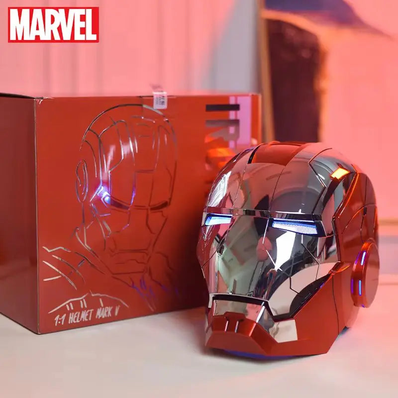 Capacete Iron Man MK5 em Escala 1:1 – Cosplay com Luzes LED e Controlo por Voz