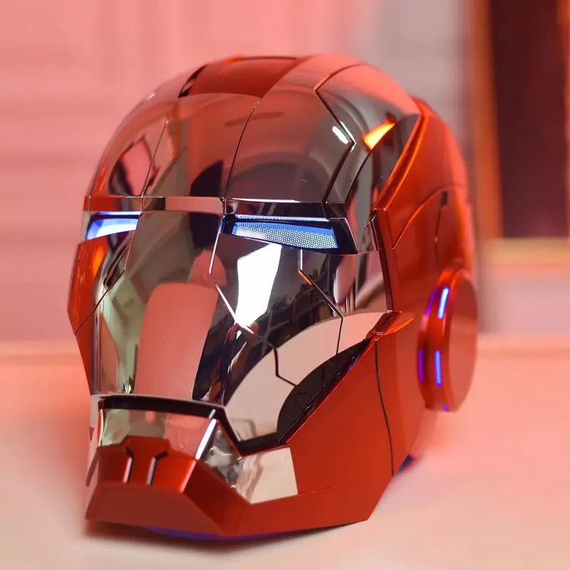 Capacete Iron Man MK5 em Escala 1:1 – Cosplay com Luzes LED e Controlo por Voz